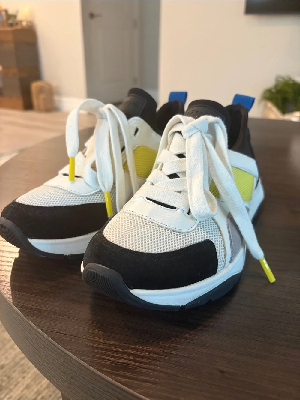 Dune London White Black & Yellow Athletic Sneakers